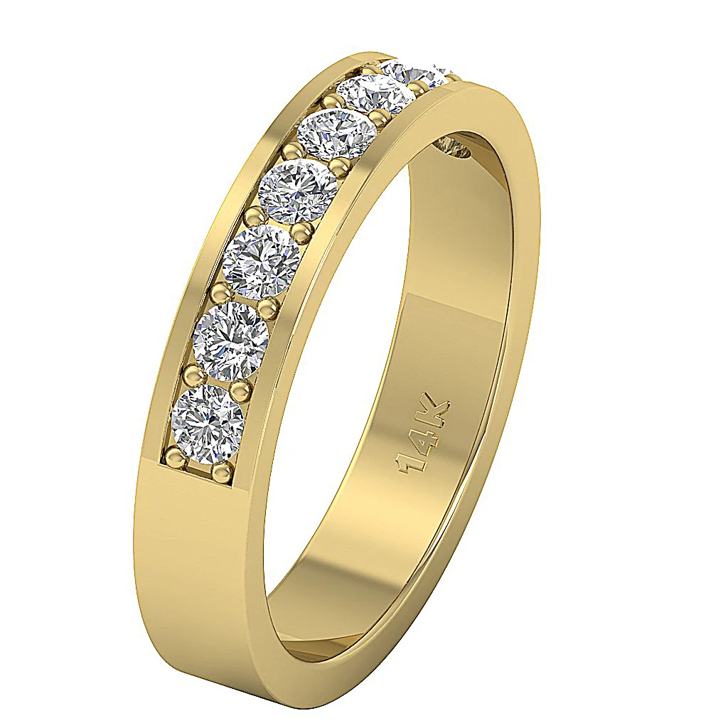 The Nancy 14K Gold Diamond Wedding Anniversary Ring Pave Set - Image 3