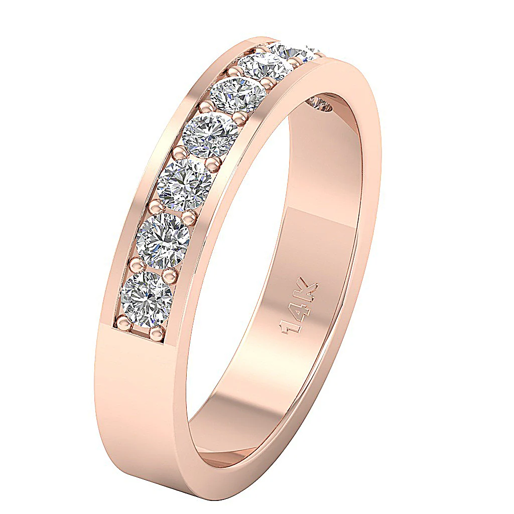 The Nancy 14K Gold Diamond Wedding Anniversary Ring Pave Set - Image 4