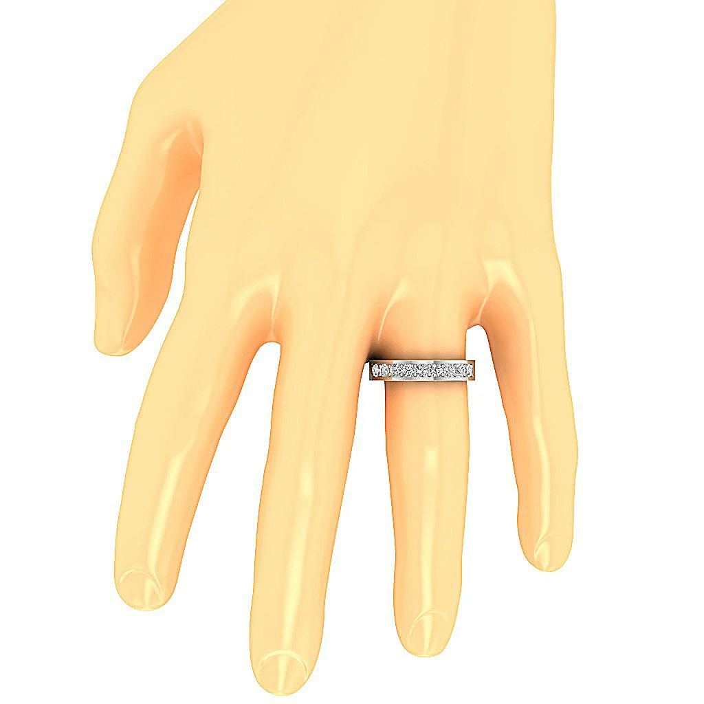 The Nancy 14K Gold Diamond Wedding Anniversary Ring Pave Set - Image 7