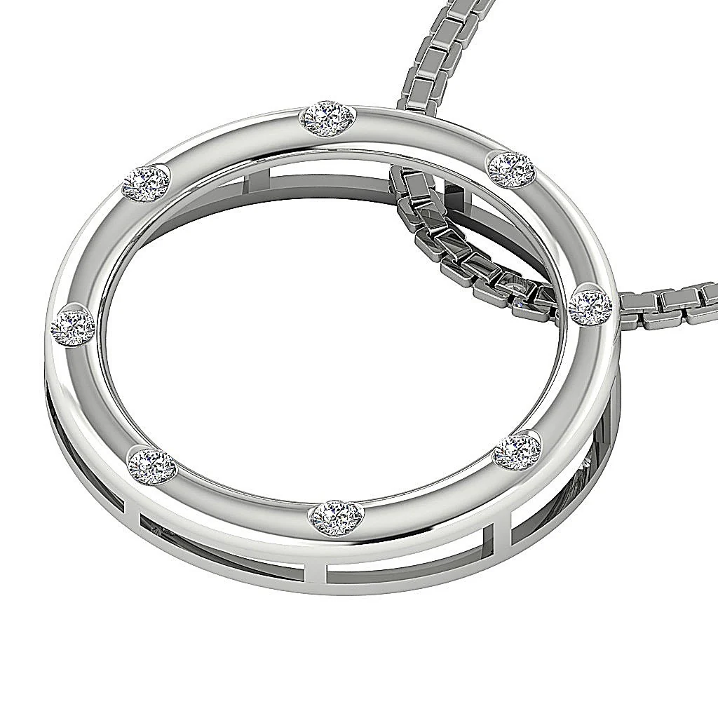 The Nash Natural Bezel Set Eternity Circle Pendant Necklace Round Diamond Yellow Gold - Image 3