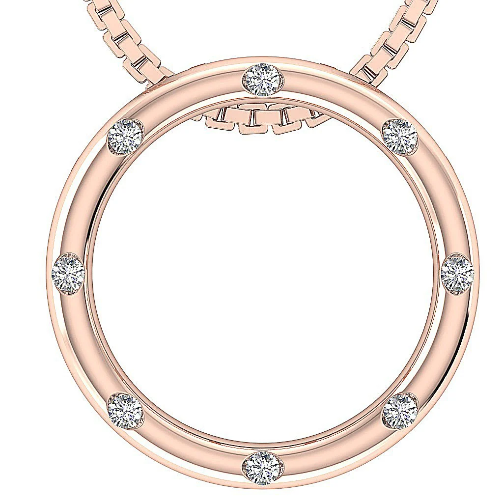 The Nash Natural Bezel Set Eternity Circle Pendant Necklace Round Diamond Yellow Gold - Image 4