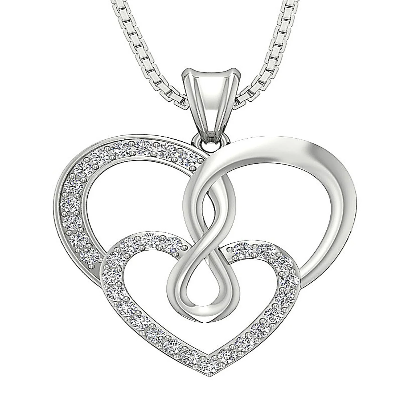 The Nasir Genuine Diamond Twisted Heart White Gold Pendant With Chain