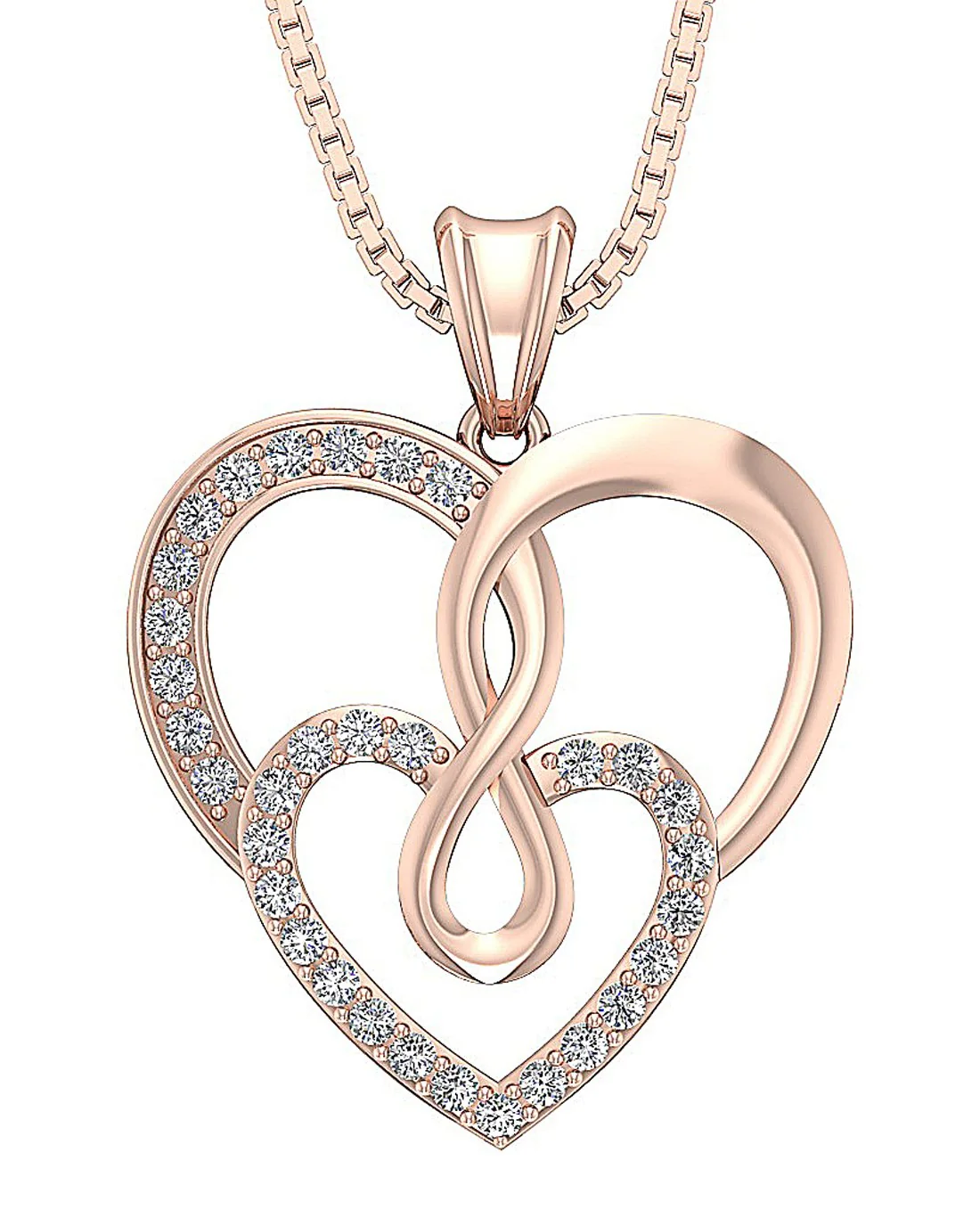The Nasir Genuine Diamond Twisted Heart White Gold Pendant With Chain - Image 3