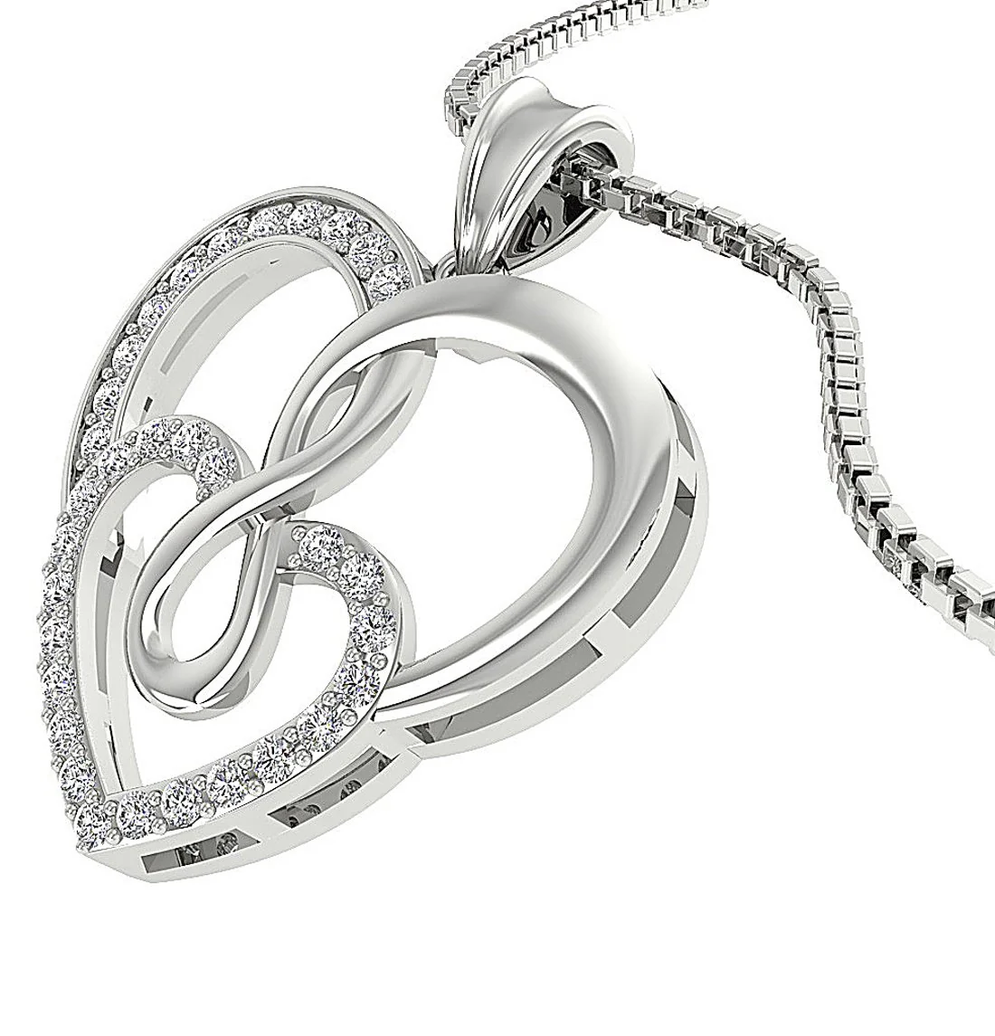 The Nasir Genuine Diamond Twisted Heart White Gold Pendant With Chain - Image 6