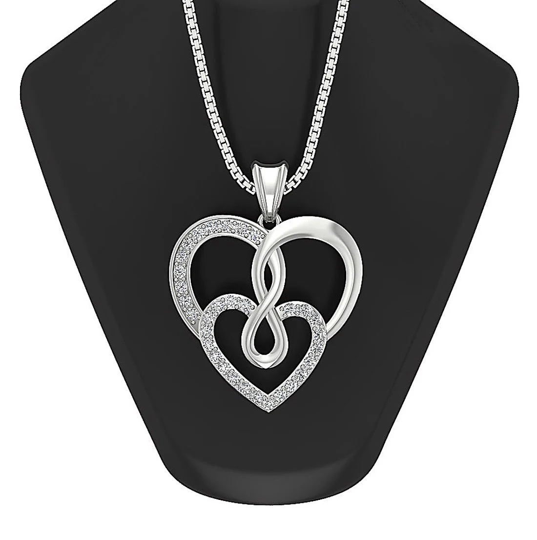The Nasir Genuine Diamond Twisted Heart White Gold Pendant With Chain - Image 8