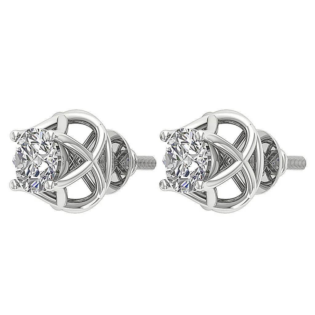 The Nathan 2 Carat Round Cut Solitaire Diamond 14k/18k Solid Gold Designer Studs Earrings - Image 10