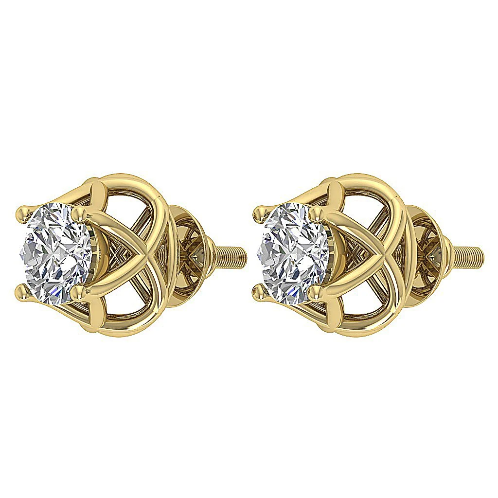 The Nathan 2 Carat Round Cut Solitaire Diamond 14k/18k Solid Gold Designer Studs Earrings - Image 11