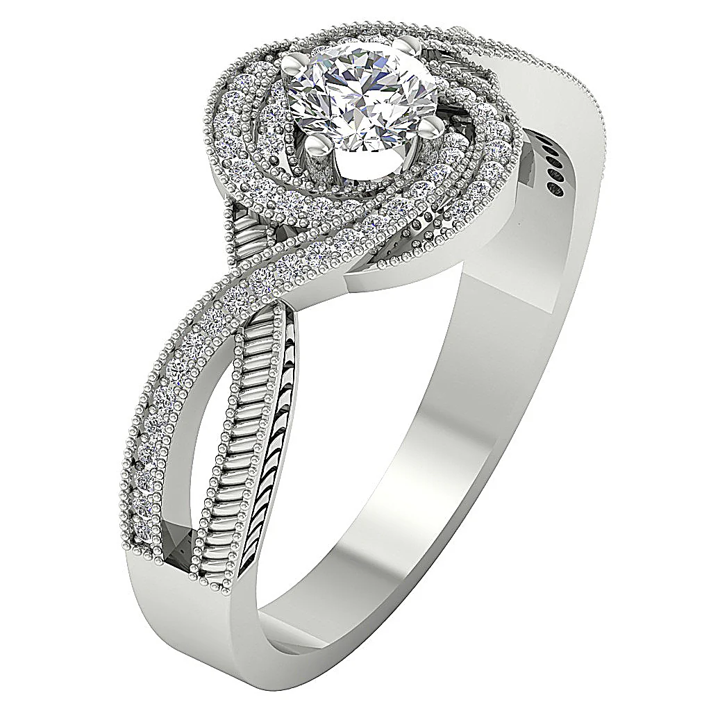 The Naya Twisted Solitaire Engagement Ring Genuine Diamond 14K White Yellow Rose Gold