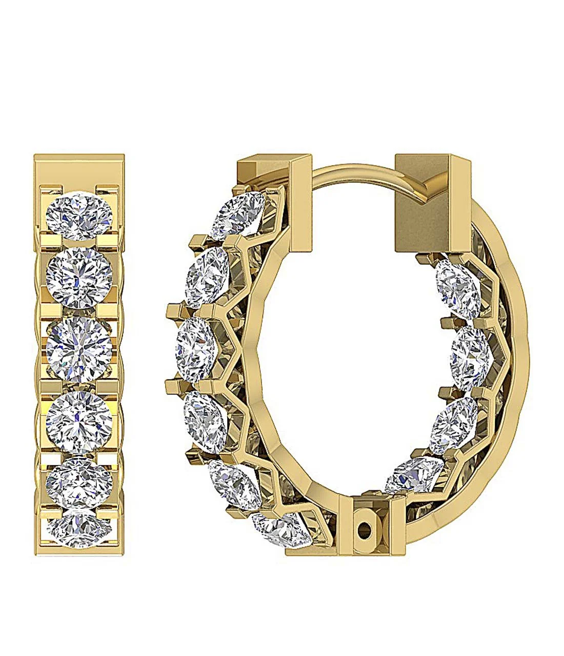 The Nicholas 3.50 Carat Natural Round Cut Diamond Hoops Earring 14K Solid White Gold - Image 5