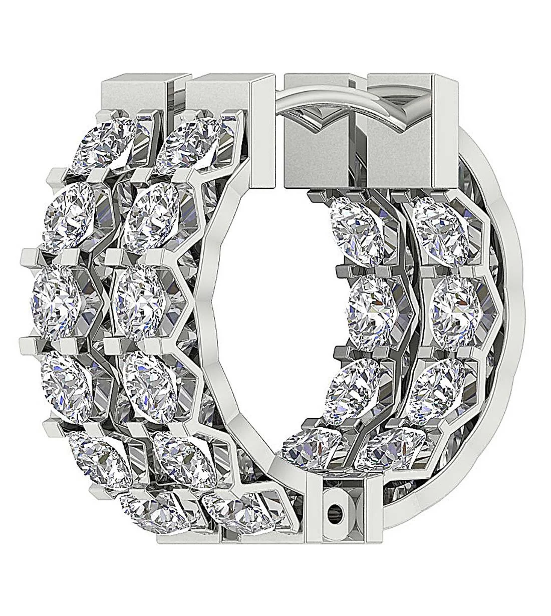 The Nicholas 3.50 Carat Natural Round Cut Diamond Hoops Earring 14K Solid White Gold - Image 6