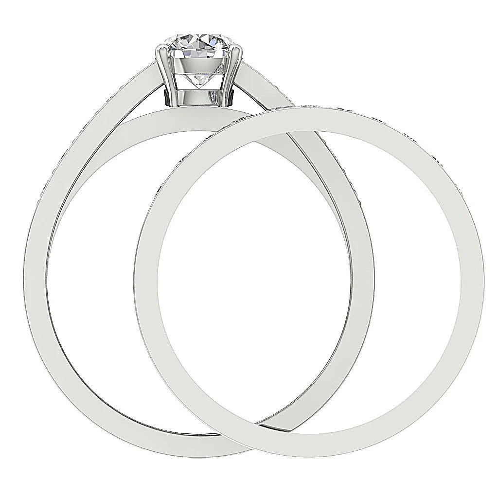 The Nicholas Elegant Round Cut Diamond Bridal Wedding Ring Set Prong Set Yellow Gold - Image 5