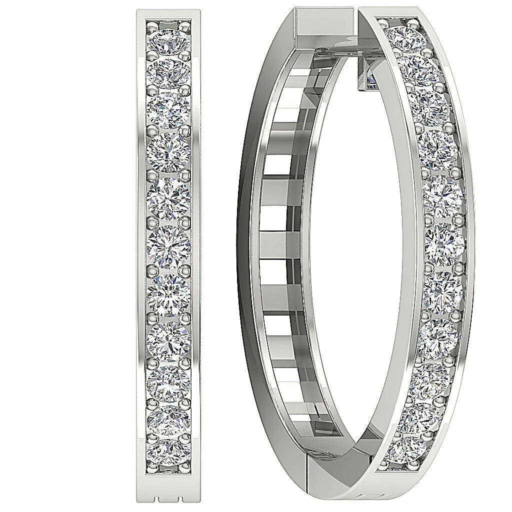 The Nico For Women Hoop Earring Genuine Diamond Pave Set 14K White Gold - Image 7