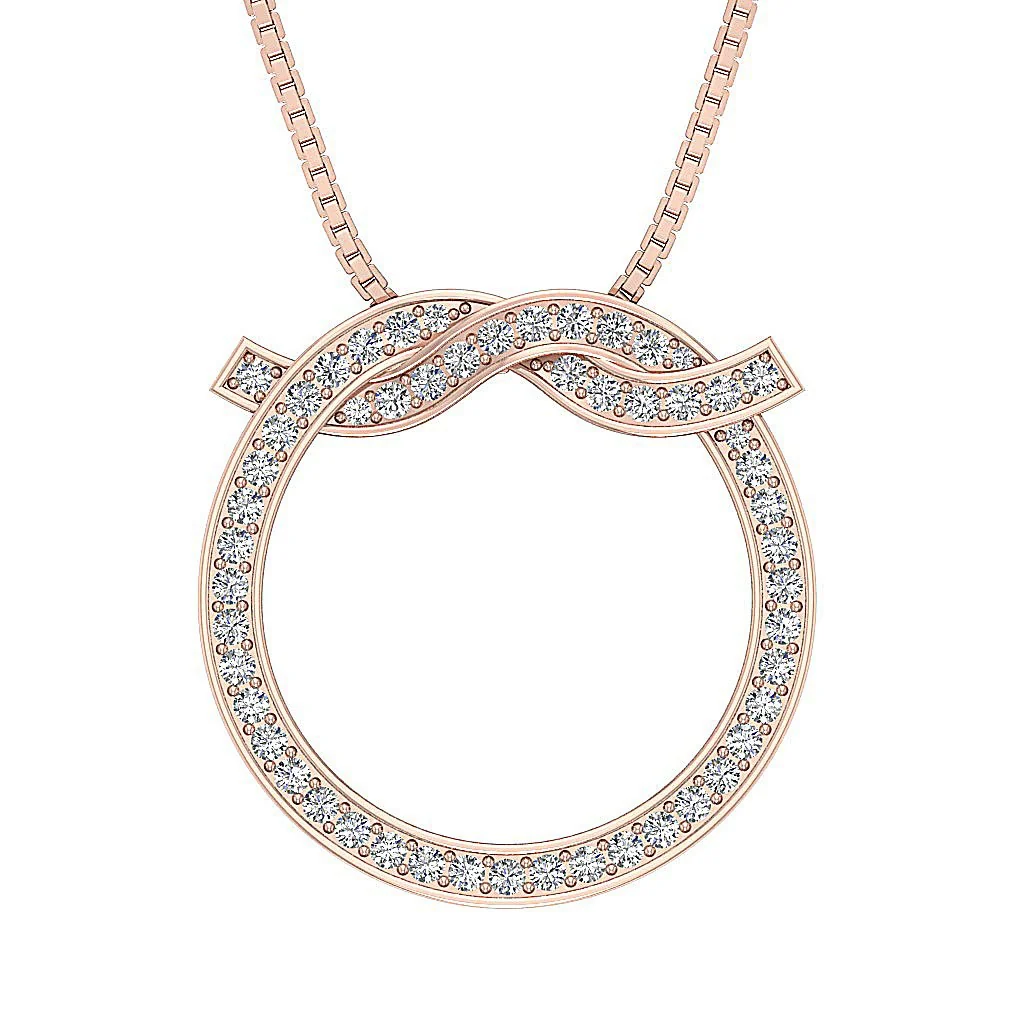 The Nico Designer Circle Pendant Necklace Round Diamond 14k White Gold Prong Set - Image 3