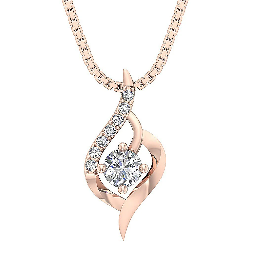 The Nicolas Solitaire Round Diamond Designer Fashion Pendant Rose Gold