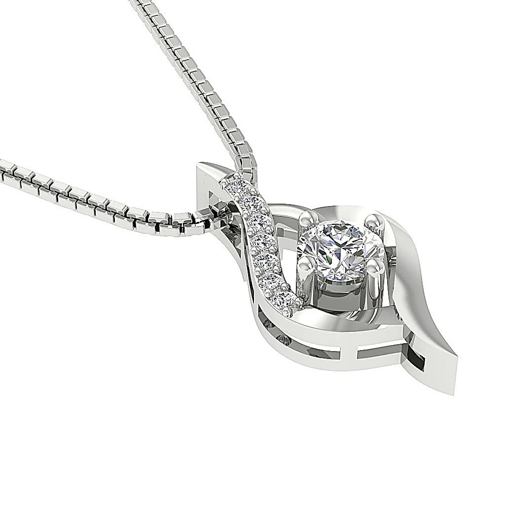 The Nicolas Solitaire Round Diamond Designer Fashion Pendant Rose Gold - Image 2