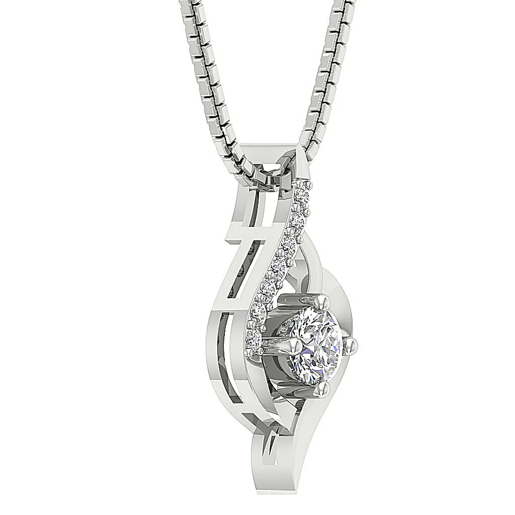 The Nicolas Solitaire Round Diamond Designer Fashion Pendant Rose Gold - Image 4