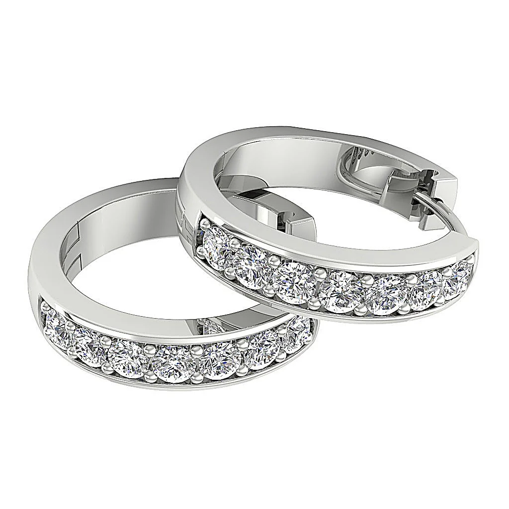 The Niko Round Brilliant Cut Diamond Small Hoop Earring White Yellow Rose Gold - Image 11