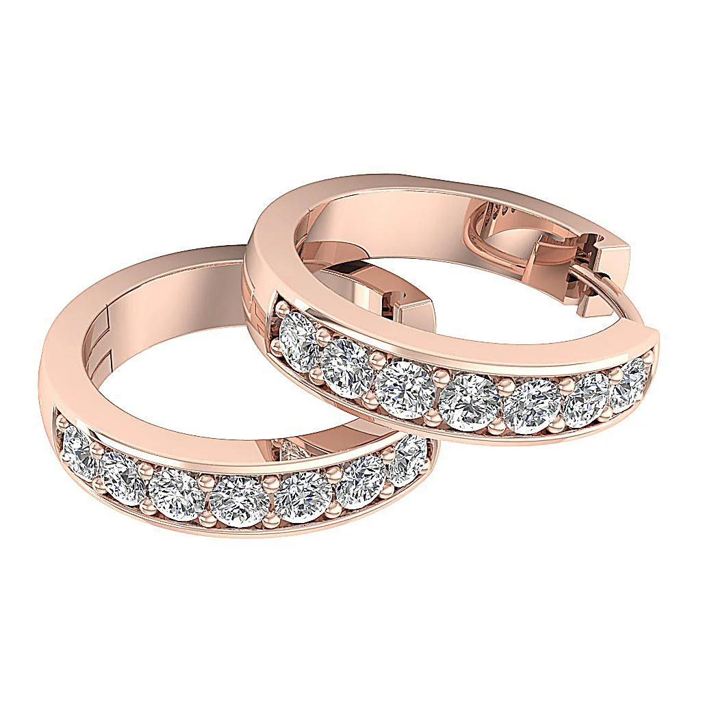 The Niko Round Brilliant Cut Diamond Small Hoop Earring White Yellow Rose Gold - Image 12
