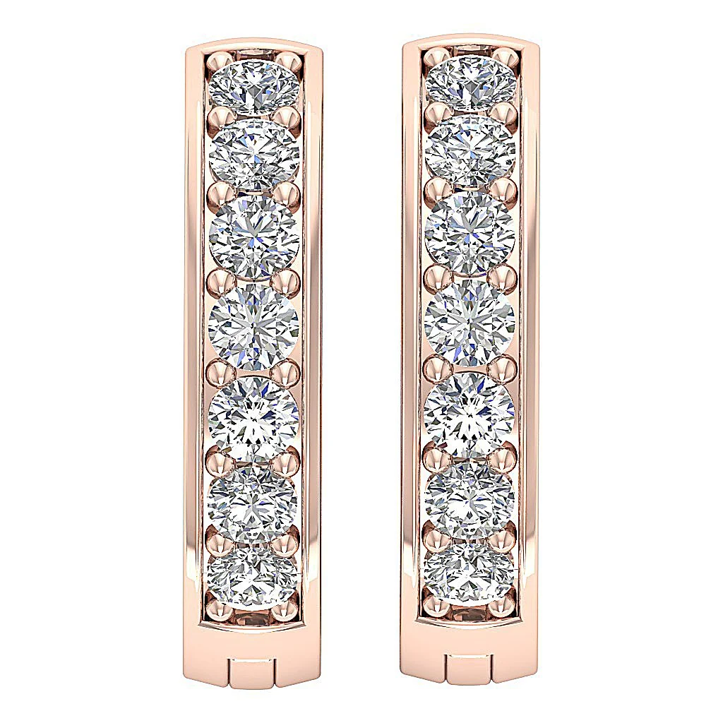 The Niko Round Brilliant Cut Diamond Small Hoop Earring White Yellow Rose Gold - Image 4