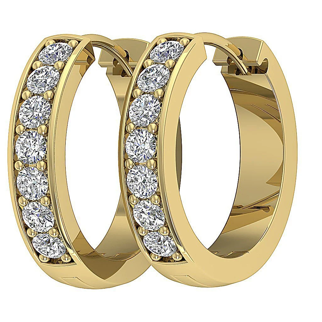 The Niko Round Brilliant Cut Diamond Small Hoop Earring White Yellow Rose Gold - Image 7