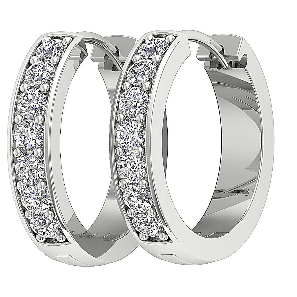 The Niko Round Brilliant Cut Diamond Small Hoop Earring White Yellow Rose Gold - Image 8