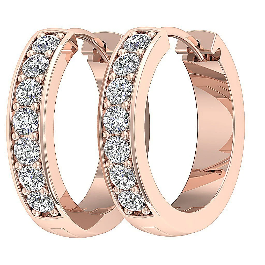 The Niko Round Brilliant Cut Diamond Small Hoop Earring White Yellow Rose Gold - Image 9