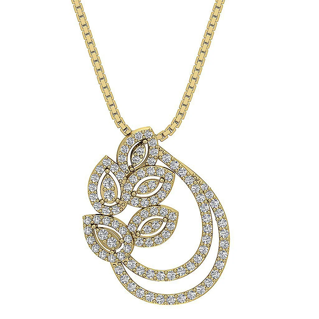The Niko Elegant Round Cut Diamond Designer Fashion Pendant White Yellow Rose Gold