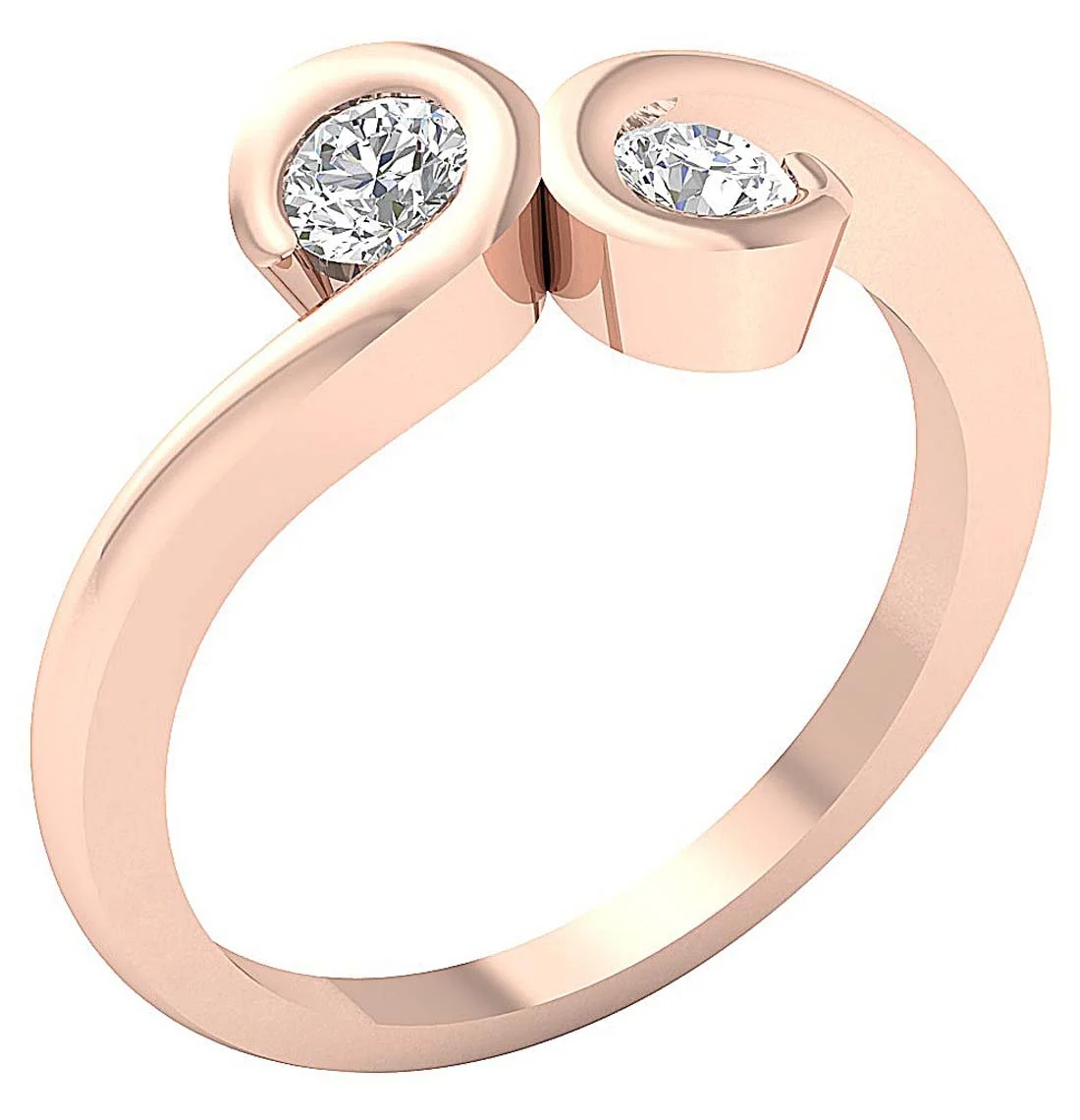 The Nikolas Solitaire Ring with Two big Natural Diamond 14K Solid Gold Anniversary Ring - Image 3