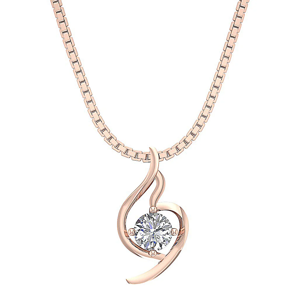 Solitaire Pendant Round Cut Diamond I1/SI1 G 0.55Ct 14k Solid Gold Prong Set - Image 3