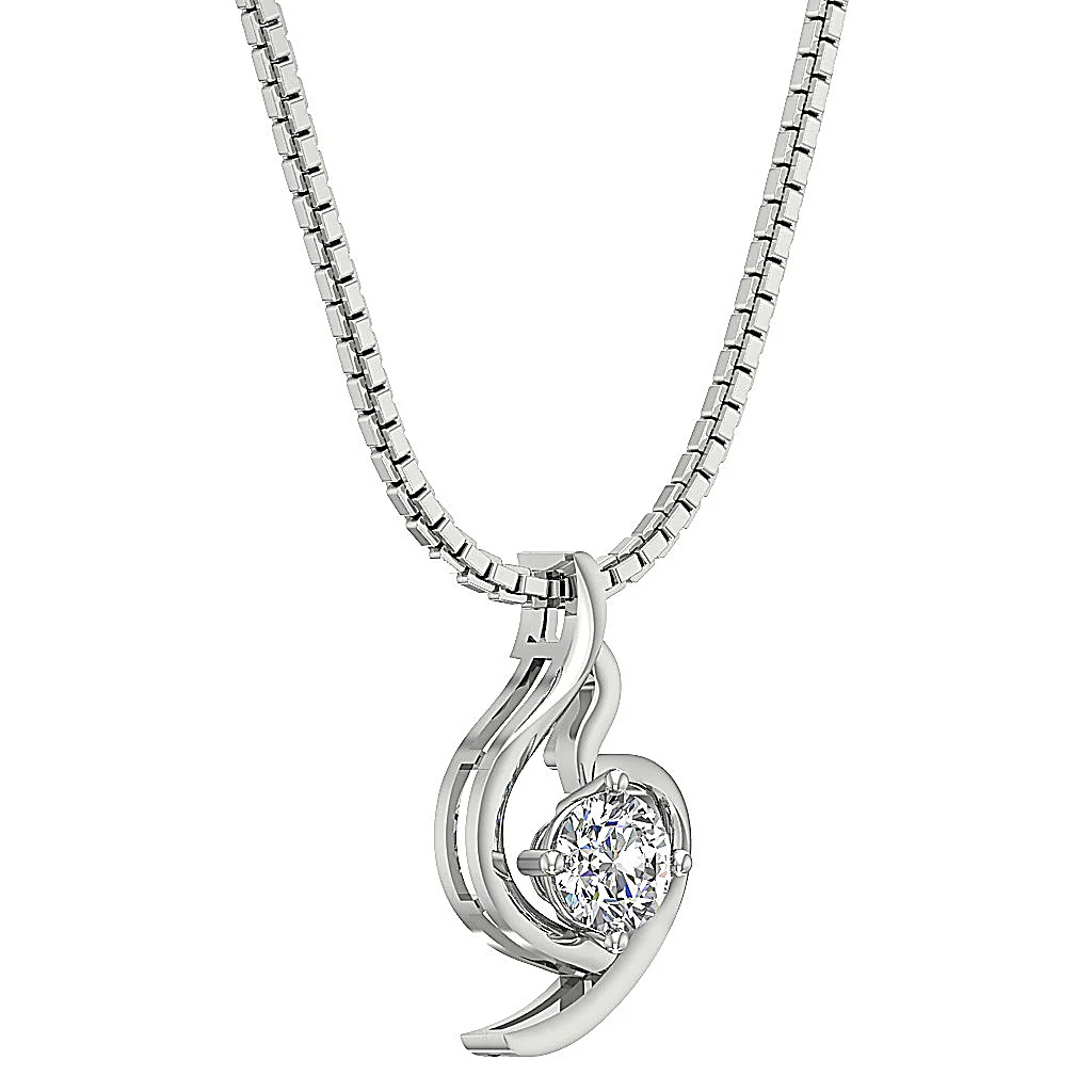 Solitaire Pendant Round Cut Diamond I1/SI1 G 0.55Ct 14k Solid Gold Prong Set - Image 4