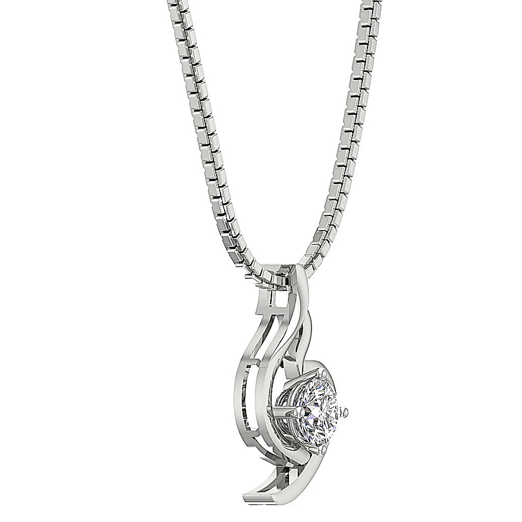 Solitaire Pendant Round Cut Diamond I1/SI1 G 0.55Ct 14k Solid Gold Prong Set - Image 7