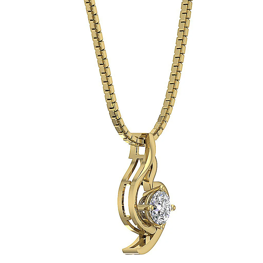 Solitaire Pendant Round Cut Diamond I1/SI1 G 0.55Ct 14k Solid Gold Prong Set - Image 8