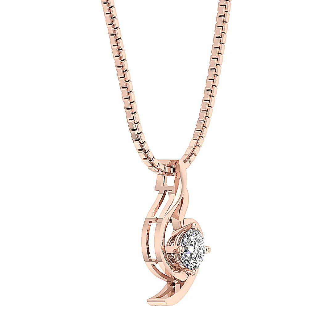 Solitaire Pendant Round Cut Diamond I1/SI1 G 0.55Ct 14k Solid Gold Prong Set - Image 9