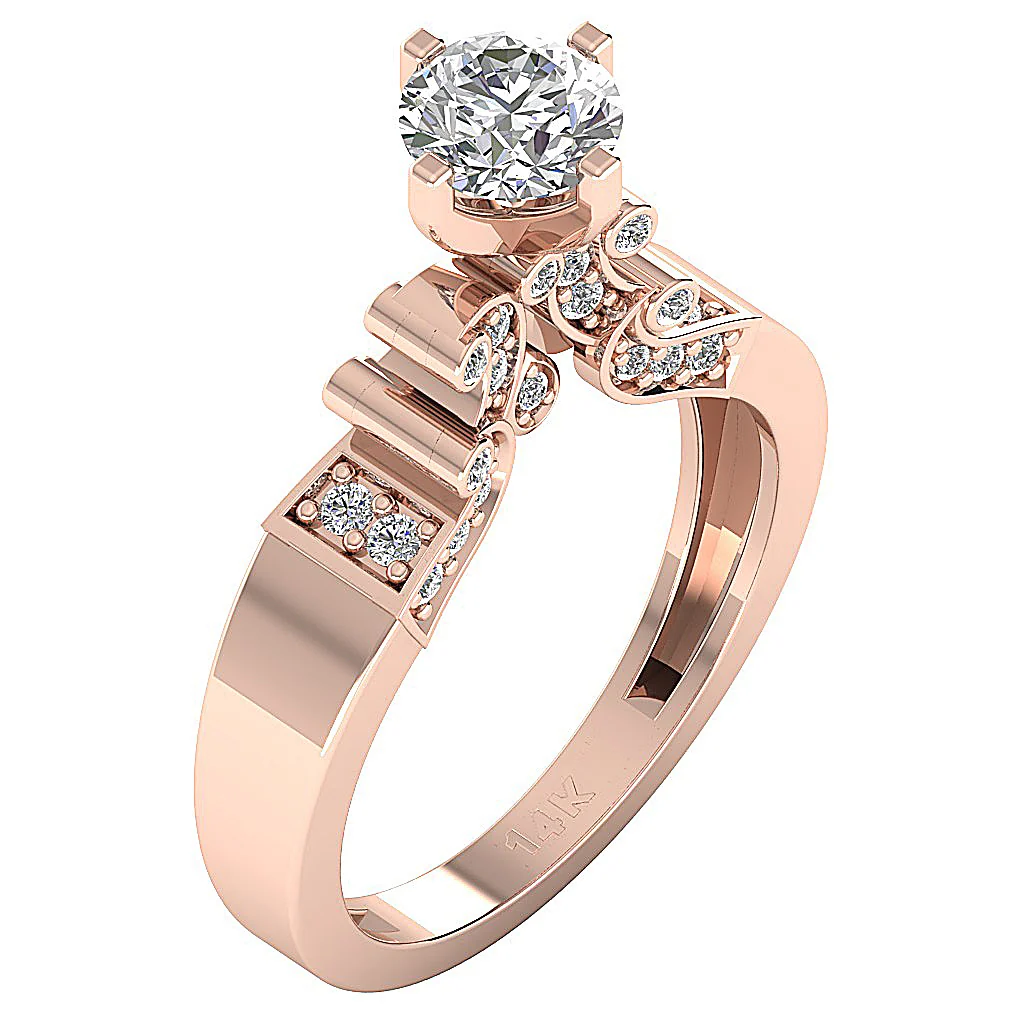 1.20 TCW Natural Round Diamond Solitaire Ring with Accents | 14K/18K Gold | G-H Color - Image 4