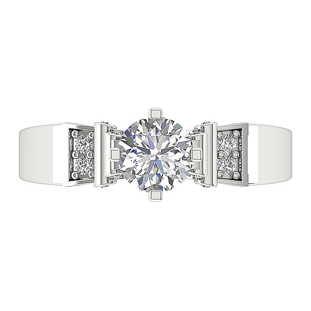 1.20 TCW Natural Round Diamond Solitaire Ring with Accents | 14K/18K Gold | G-H Color - Image 6