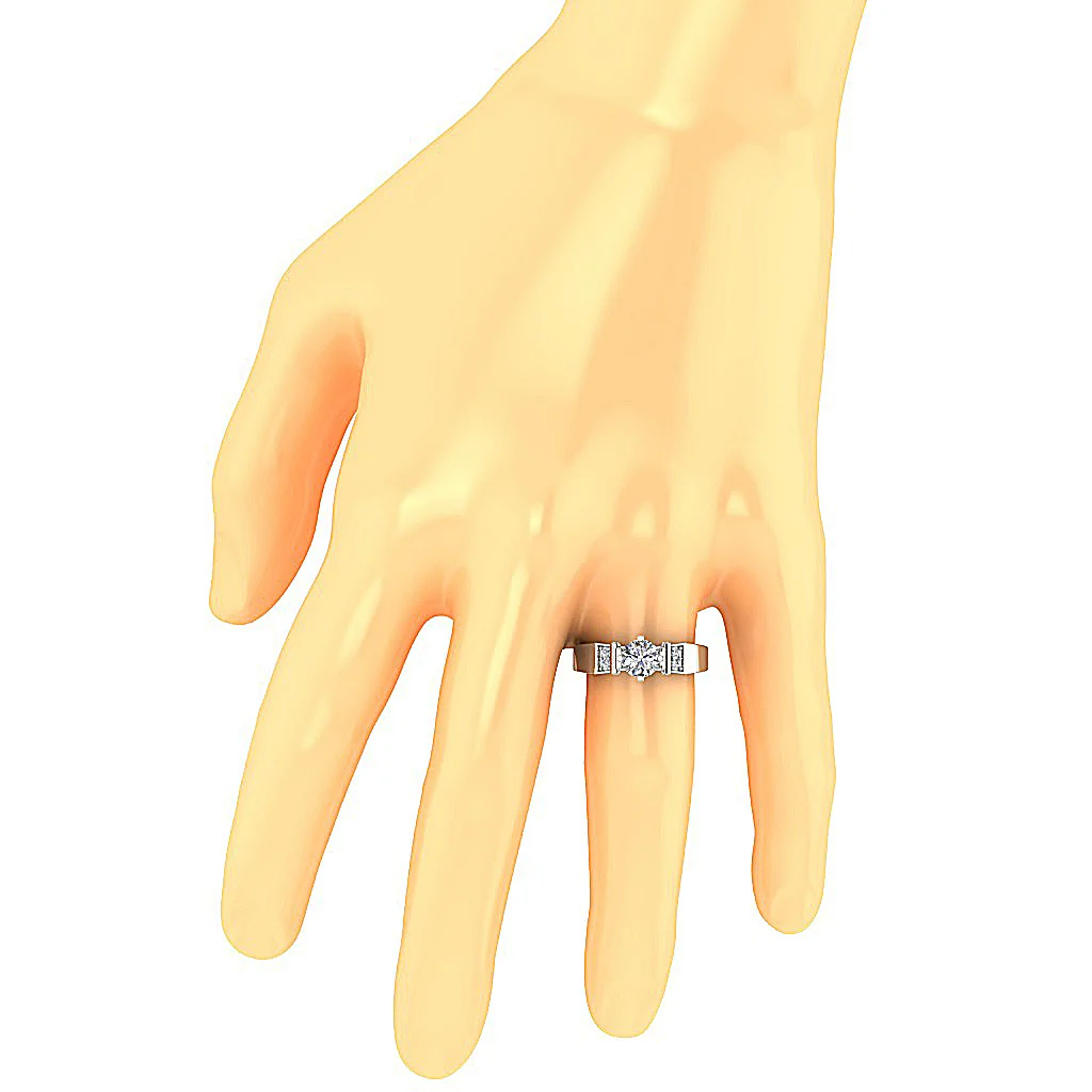1.20 TCW Natural Round Diamond Solitaire Ring with Accents | 14K/18K Gold | G-H Color - Image 7