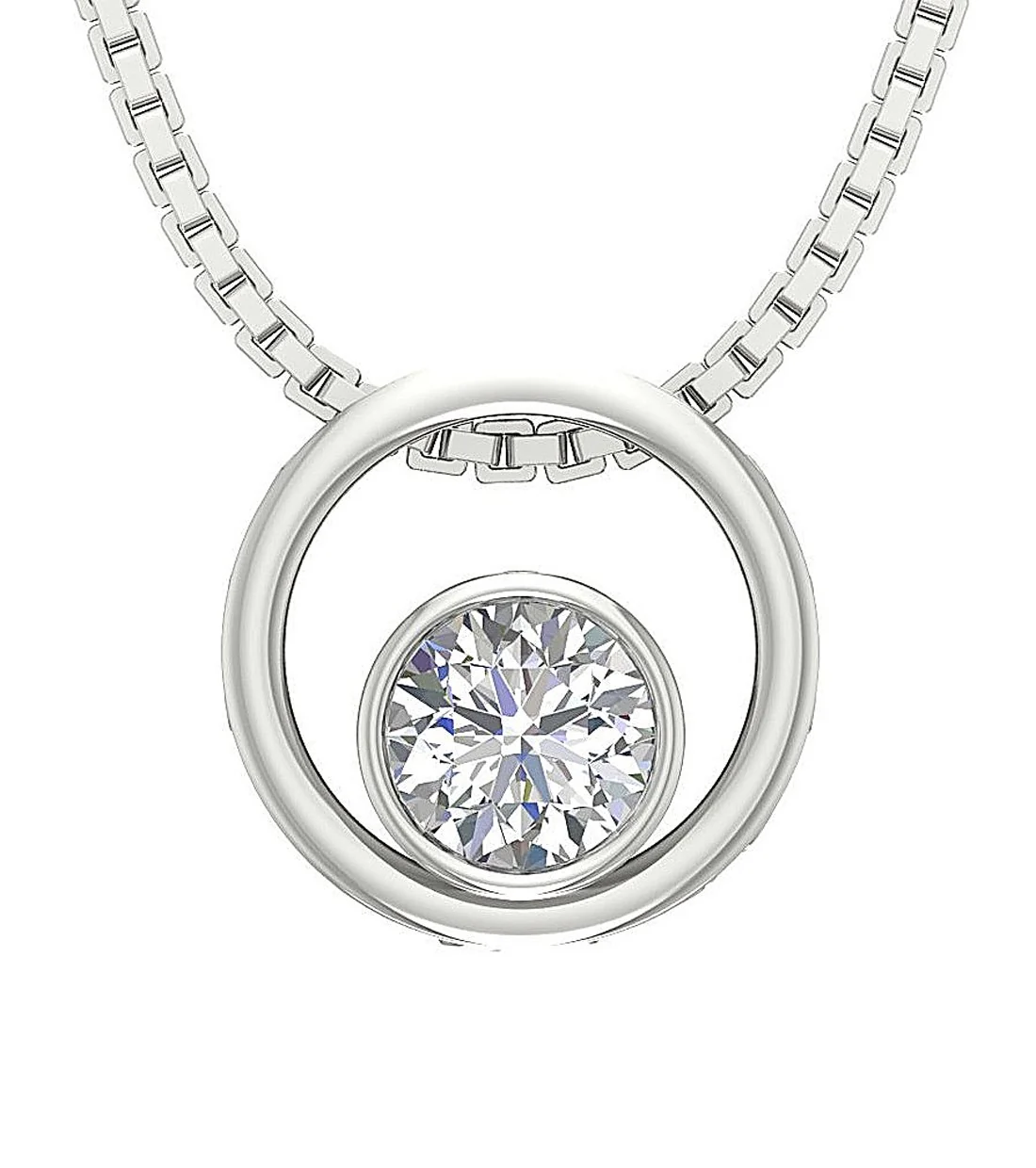Bezel Set Solitaire I1/SI1 G 0.50Ct Round Diamond Pendant 14K White Yellow Rose Gold - Image 3