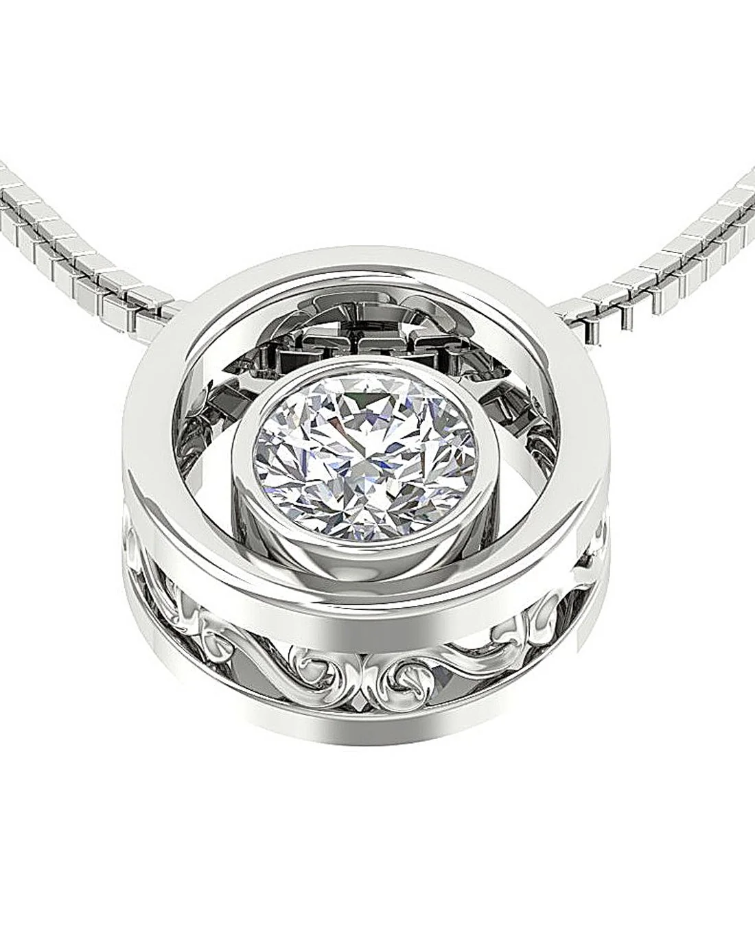 Bezel Set Solitaire I1/SI1 G 0.50Ct Round Diamond Pendant 14K White Yellow Rose Gold - Image 4