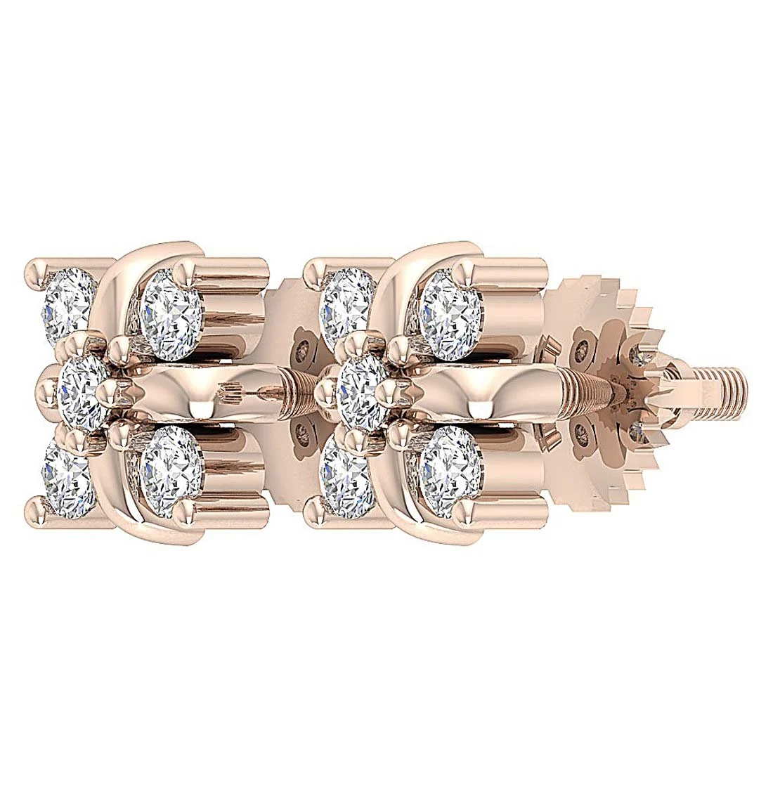 The Nolan Natural Diamond Fancy Studs Earrings White Yellow Rose Gold Prong Set - Image 6