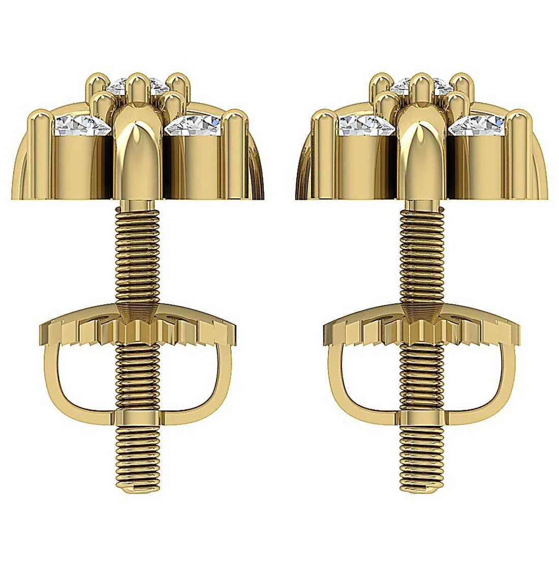 The Nolan Natural Diamond Fancy Studs Earrings White Yellow Rose Gold Prong Set - Image 8