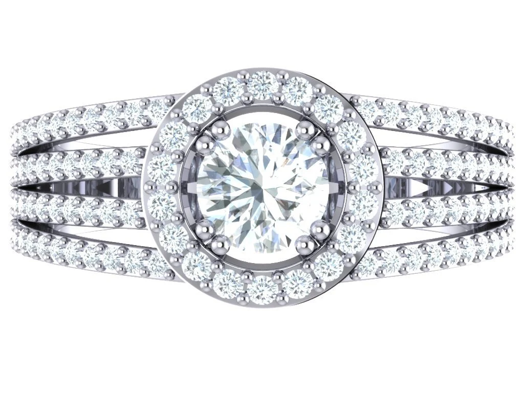 The Noor Solitaire With Accents Engagement Ring Natural Diamond 14K White Gold 10.20 mm - Image 4