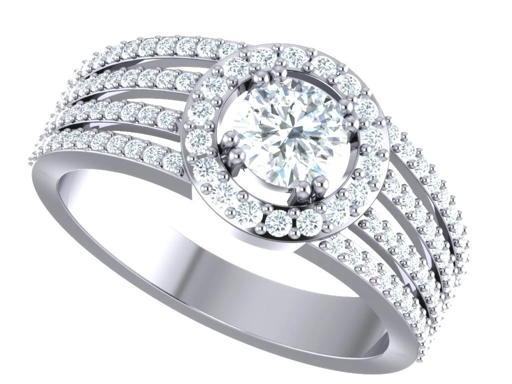 The Noor Solitaire With Accents Engagement Ring Natural Diamond 14K White Gold 10.20 mm - Image 5