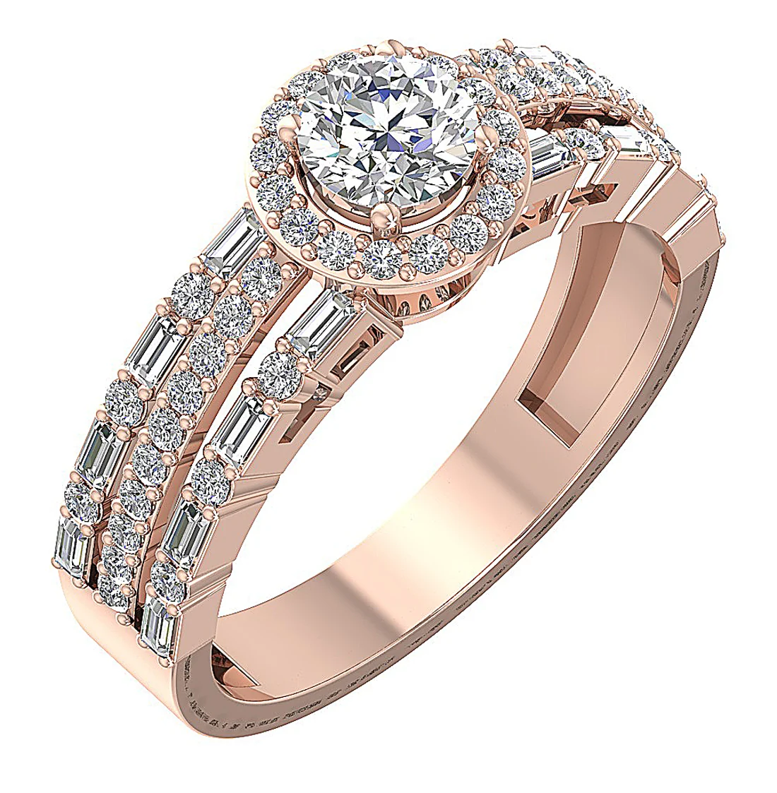 The Novalee Baguette Round Diamond 14K White Gold Solitaire Engagement Ring - Image 3