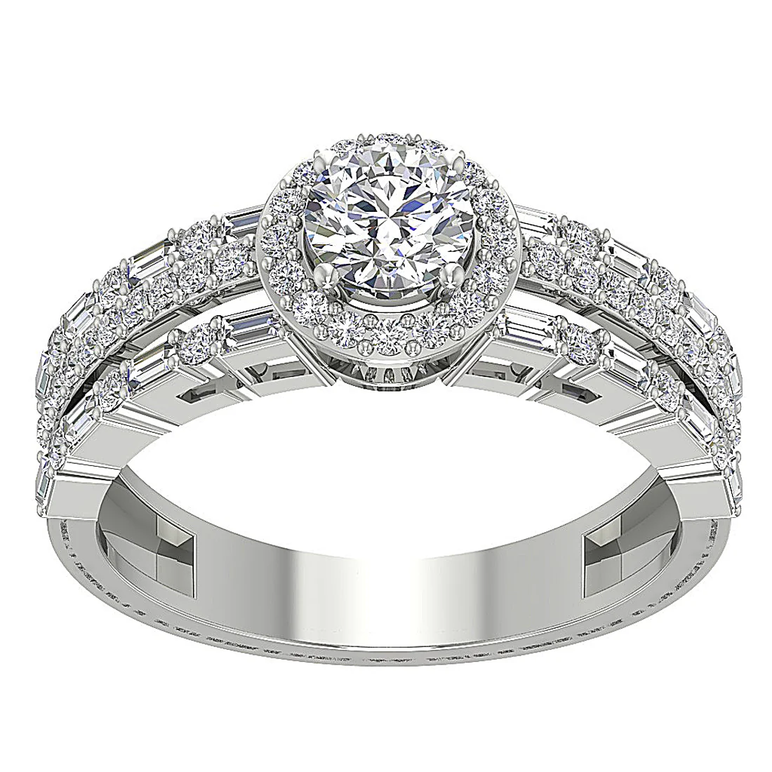 The Novalee Baguette Round Diamond 14K White Gold Solitaire Engagement Ring - Image 4