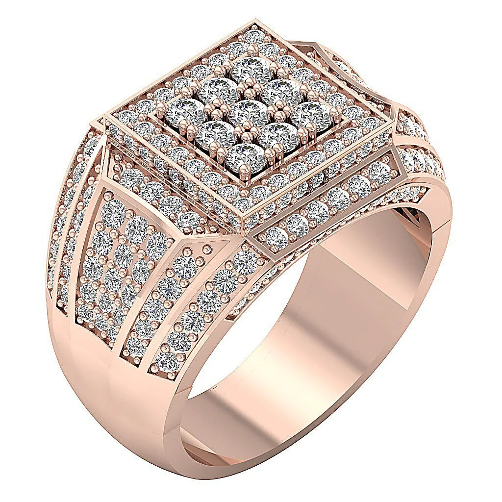 The Oakley Elegant Mens Engagement Ring Band Round Diamond 14K White Gold Prong Set - Image 4