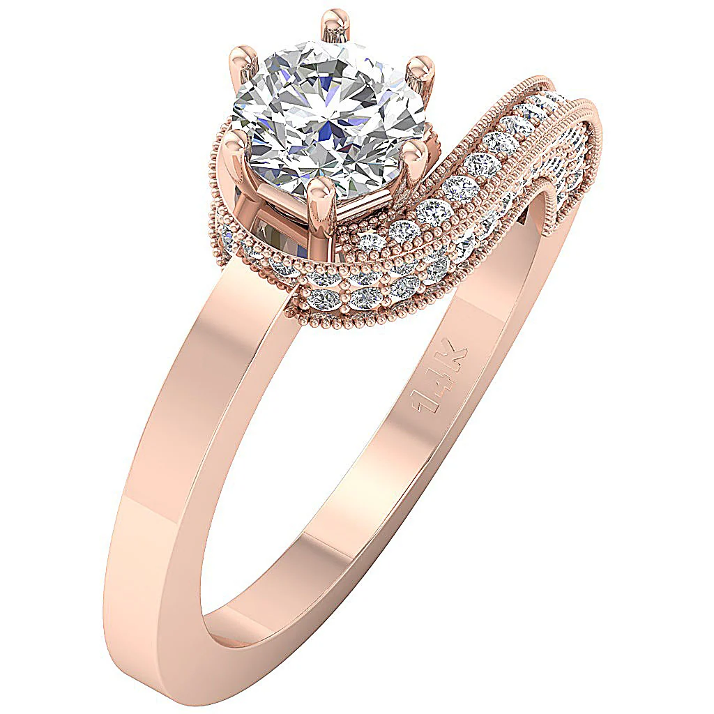 The Ocean Excellent Round Cut Diamond Solitaire Anniversary Ring 14K White Yellow Rose Gold