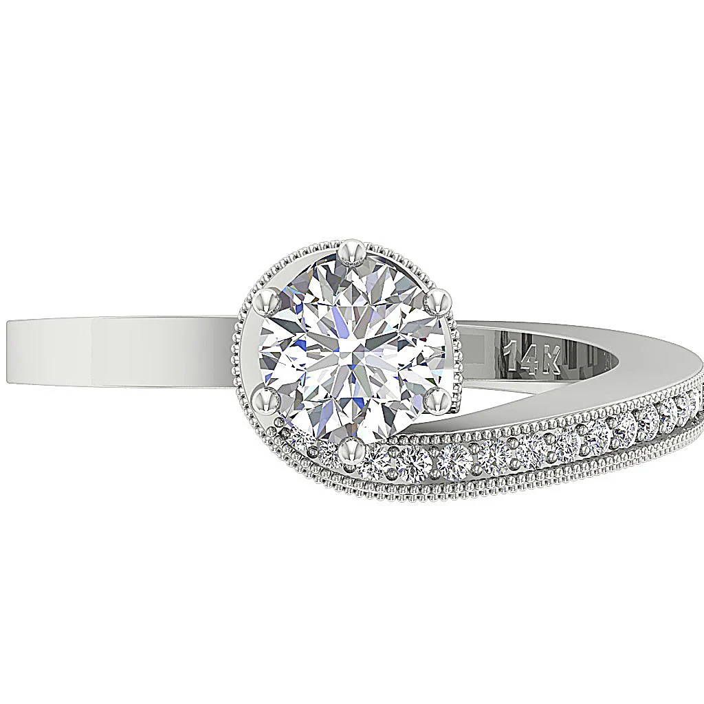 The Ocean Excellent Round Cut Diamond Solitaire Anniversary Ring 14K White Yellow Rose Gold - Image 6