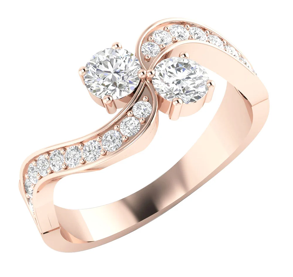The Ocean Prong Set Forever Us 2 Stone Round Cut Solitaire Engagement Ring White Gold - Image 3