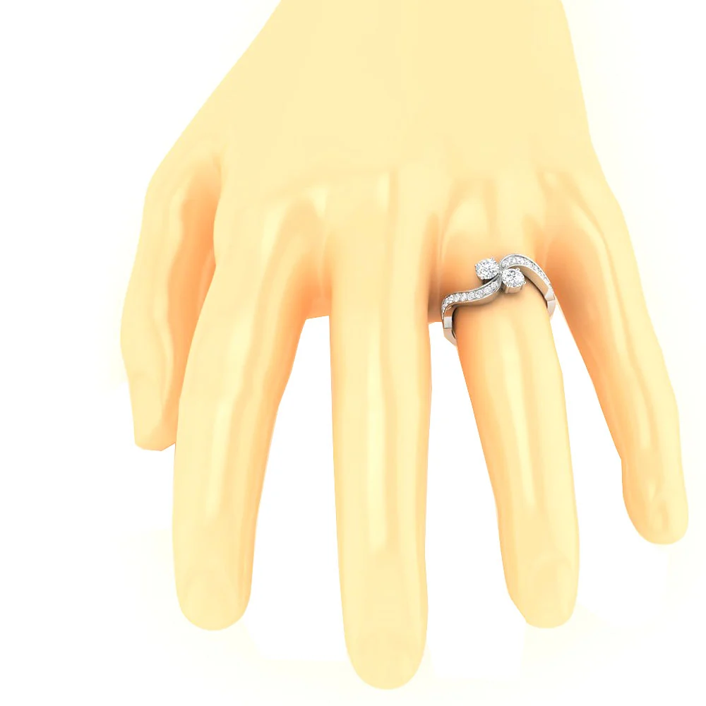 The Ocean Prong Set Forever Us 2 Stone Round Cut Solitaire Engagement Ring White Gold - Image 7