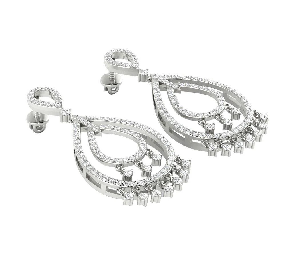 The Oliver Designer Dangle Earring Natural Diamond Prong Set 14K Rose Gold 1.55 Inch - Image 7